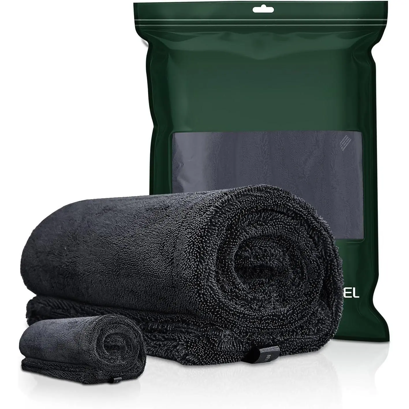 2 Pack 1500GSM Microfiber Drying Towel for  24"x36" & 11.8"x11.8"(Grey) | Ultra Absorbent Streak-Free Lint Free Twisted-Loop Cleaning Cloth for   Windows Kitchen