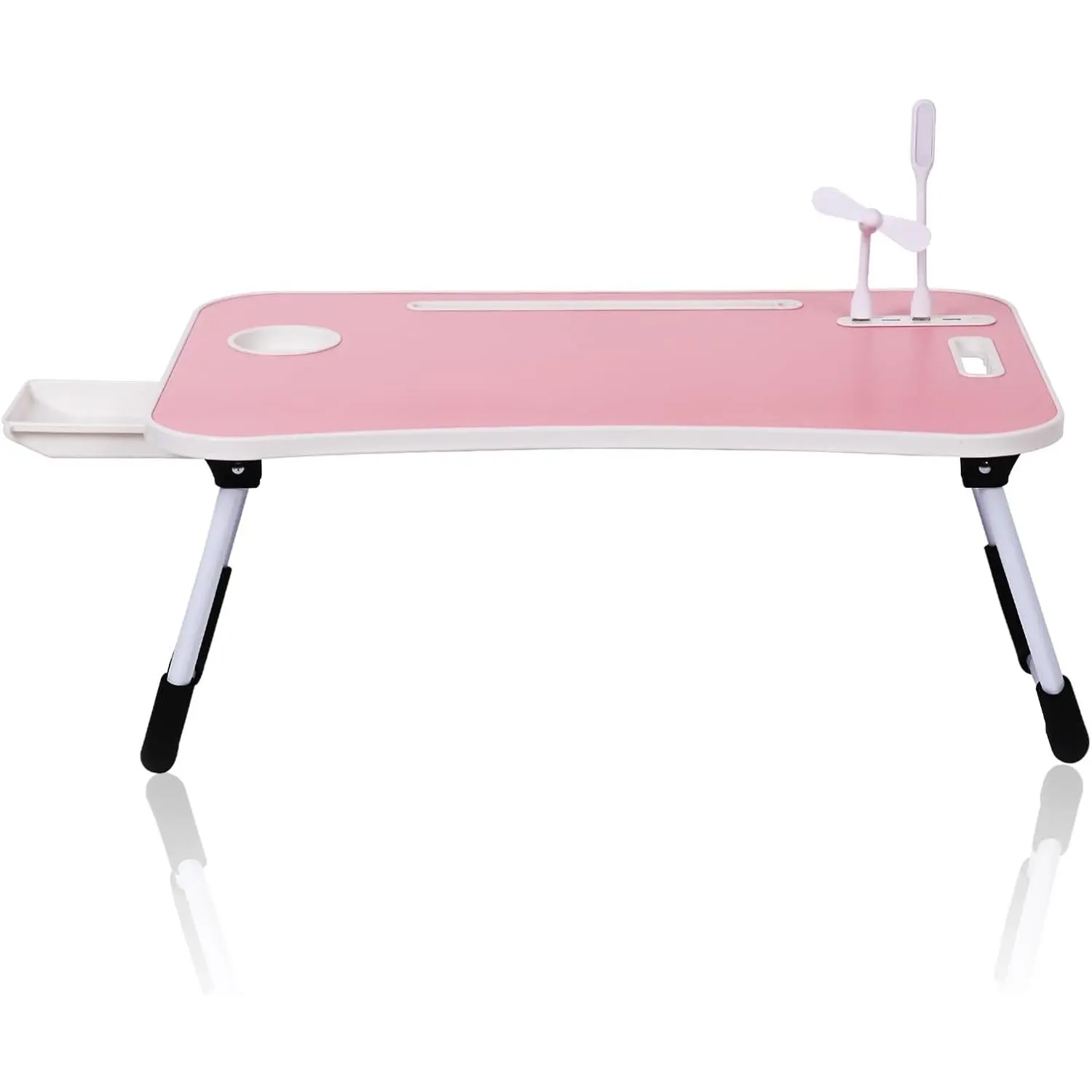 Lap Desk - Foldable Lap Desk with Storage Drawer, Cup Holder & Tablet Slot & DC USB Ports, Versatile Bed Desk, Bed Tray