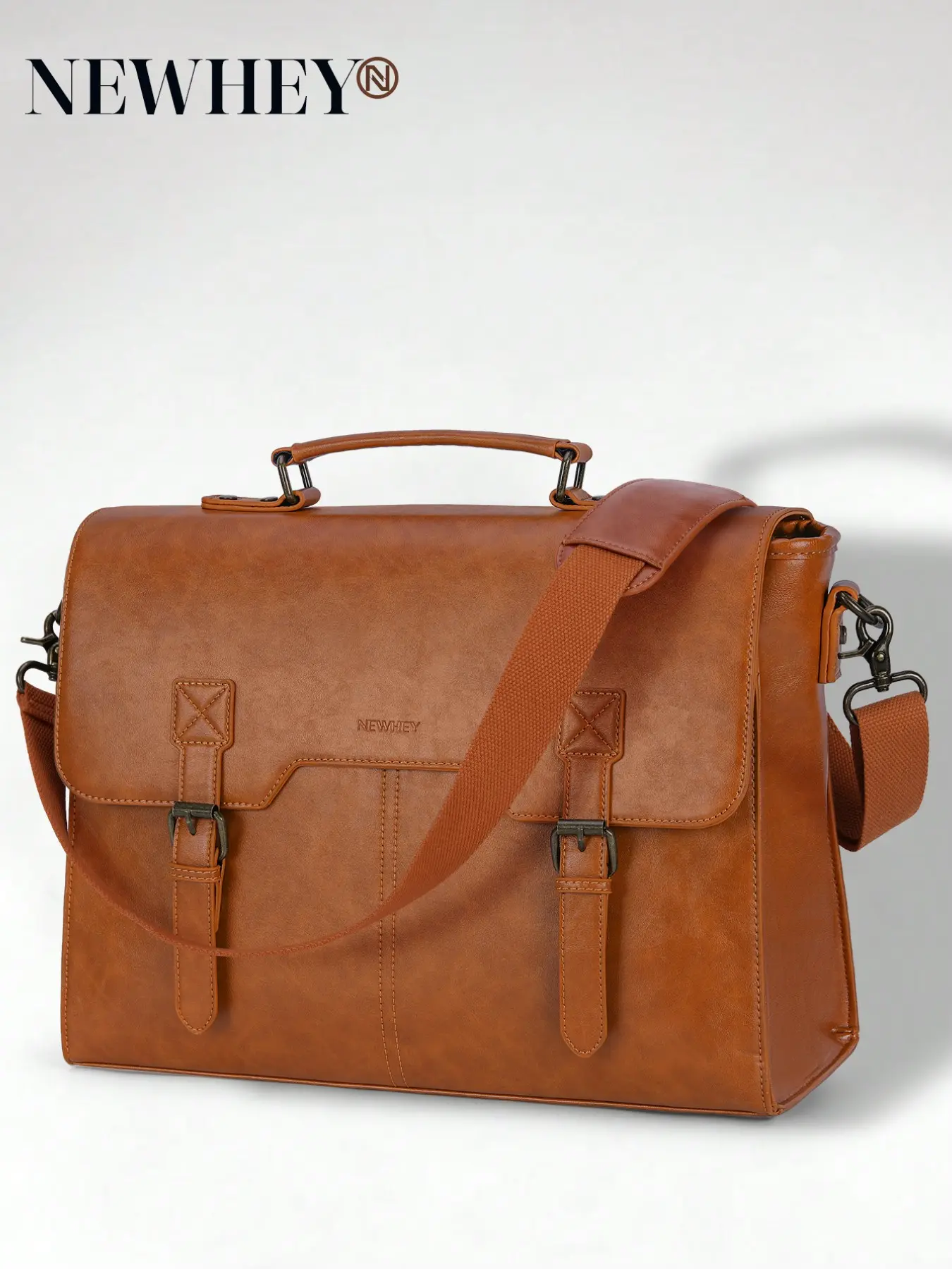 Men's Messenger Bag 15.6 Inch, Vintage Waterproof Leather Laptop Shoulder Bag, Large Business Computer Satchel, Stylish & Durable