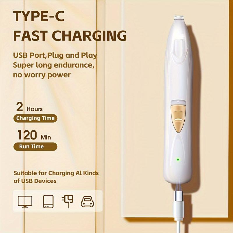 Electric dog paw trimmer, dog scissors with LED light, USB rechargeable professional dog grooming kit, cat and dog shaver, pet eyes, face, ears, paws