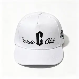 2026 WHITE SNAPBACK HAT Black Gothic C Letter Embroidery Genius Club Script Side Logo College Streetwear Baseball Cap For Men Women
