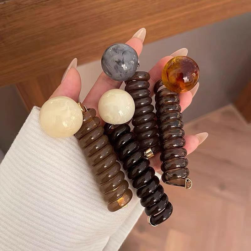 Elegant Vintage Ball Spiral Hair Ties, No Crease Coil Hair Bands for Bubble Braid, Ponytail & Braided Hairstyles, Minimalist Hair Ropes for Daily Wear