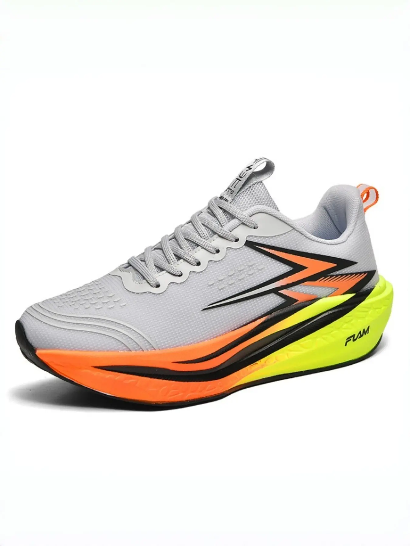 Unisex Carbon Plate Racing Running Shoes | Sporty Running Shoes, Dual-density Cushion Midsole, Lightning Gradient Print, Ideal for Student Physical Test & Daily Jogging, Cushion Running Sneakers