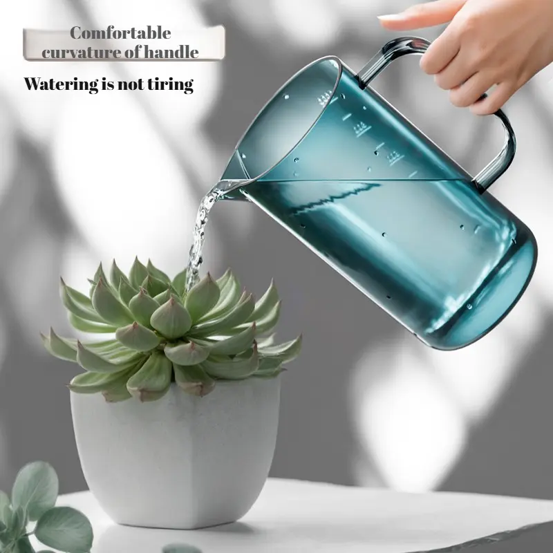 1-Piece 1L Large Capacity Watering Can with Water Level Marks & Wide Spout - Choose 1 Color (Deep Blue/Pearl White) for Indoor/Outdoor Plants