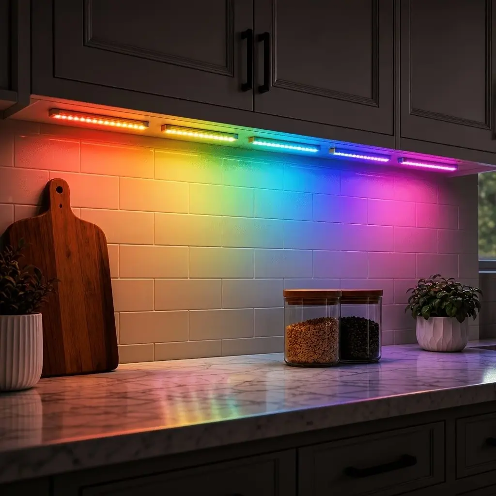 RGB Under Cabinet Lighting, Smart LED Closet Light, Motion Sensor Strip, Mood Lighting, USB Powered, Kitchen, Bedroom, Wardrobe, Bookshelf, Staircase