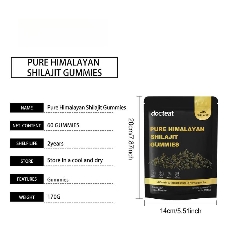 [GRAB 3 NOW] Shilajit Gummies With Ashwagandha, Gokshura & Black Ginger|shilajit for men 60 Gummies| Daily Care Support for Enhancing Physical Energy Vitality Supplement