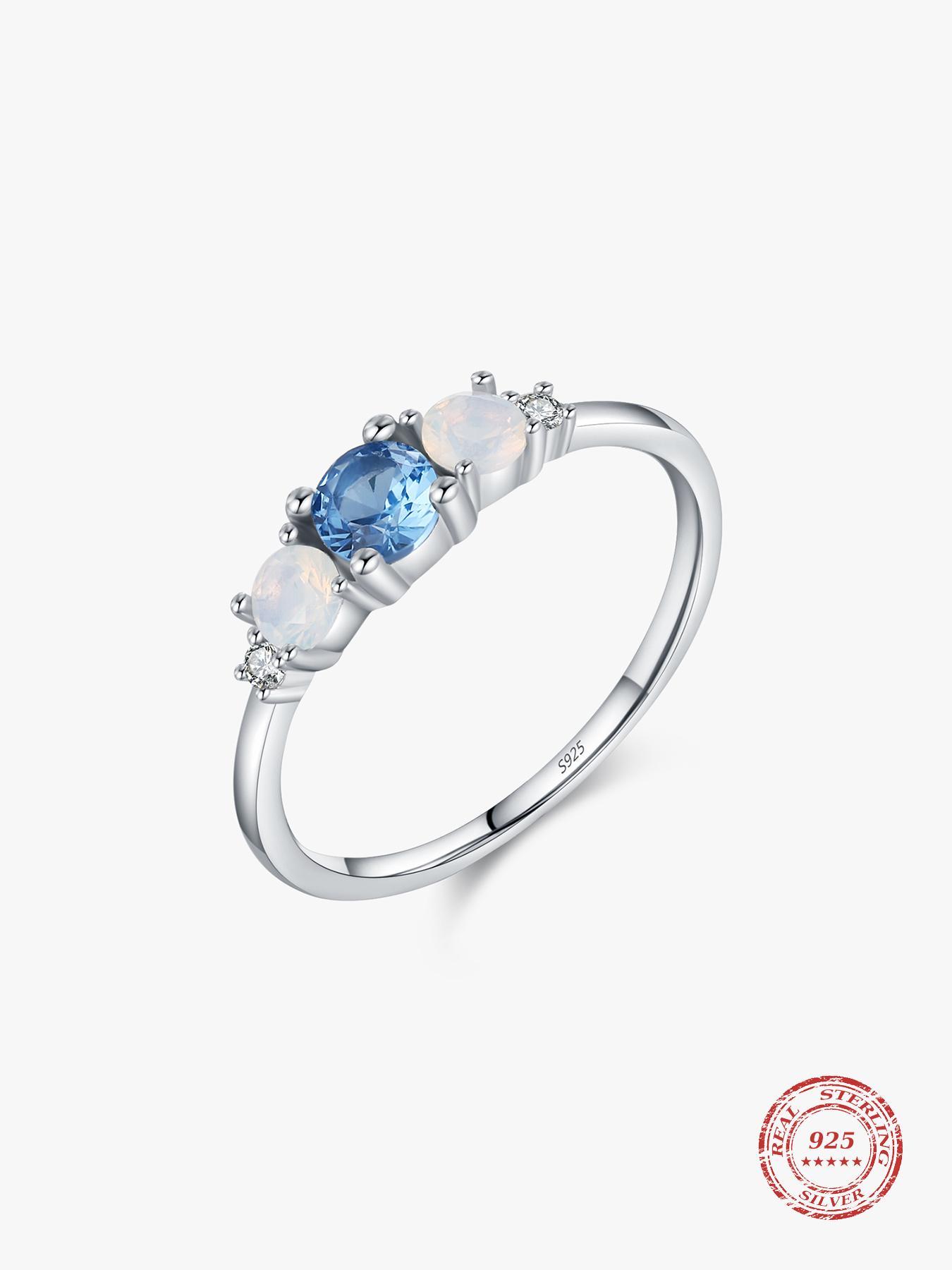 925 Sterling Silver Artificial Crystal Decorated Ring, Fashion Jewelry for Party, Daily Clothing Decor, Trendy All-match & Exquisite Jewelry for Birthday Gift