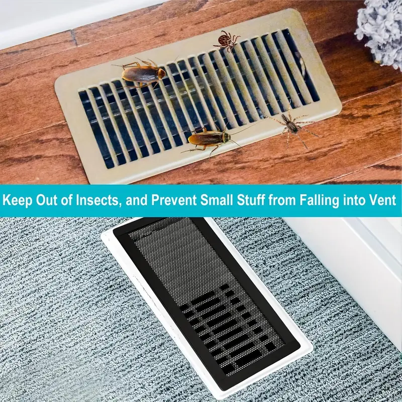 Magnetic Vent Cover, Magnetic Fastening, Ventilation, Airflow Control, Airflow Management, Airflow Directing, Dust Minimization, 4 Counts/set Durable Anti-dust Mesh, Insect-proof Vent Cover, Insect Protection for Ceiling & Floor, PVC Home Accessories