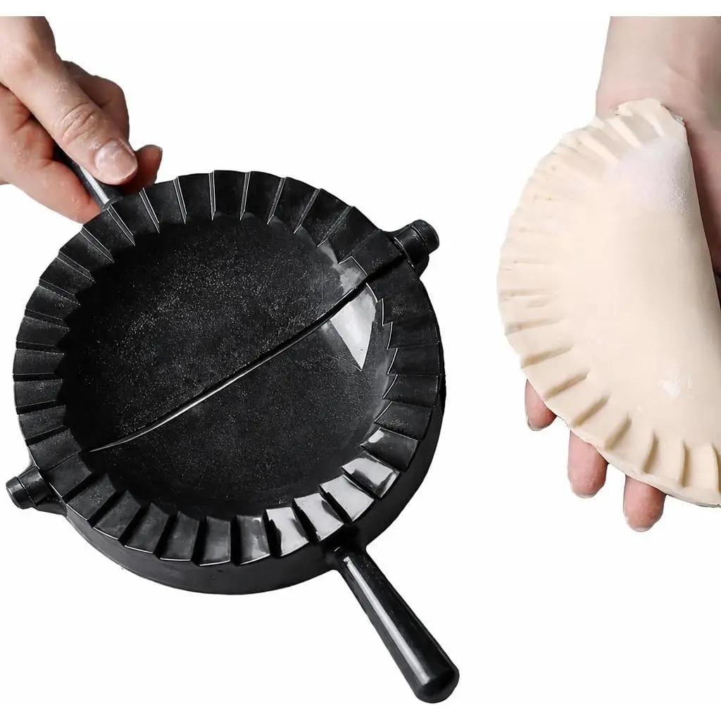 6 Inch Black Empanada Maker Press - Professional 2-in-1 Cutter Sealer for Ravioli Dumpling Tortilla Wonton Pierogi Calzone Hand Pot Pie