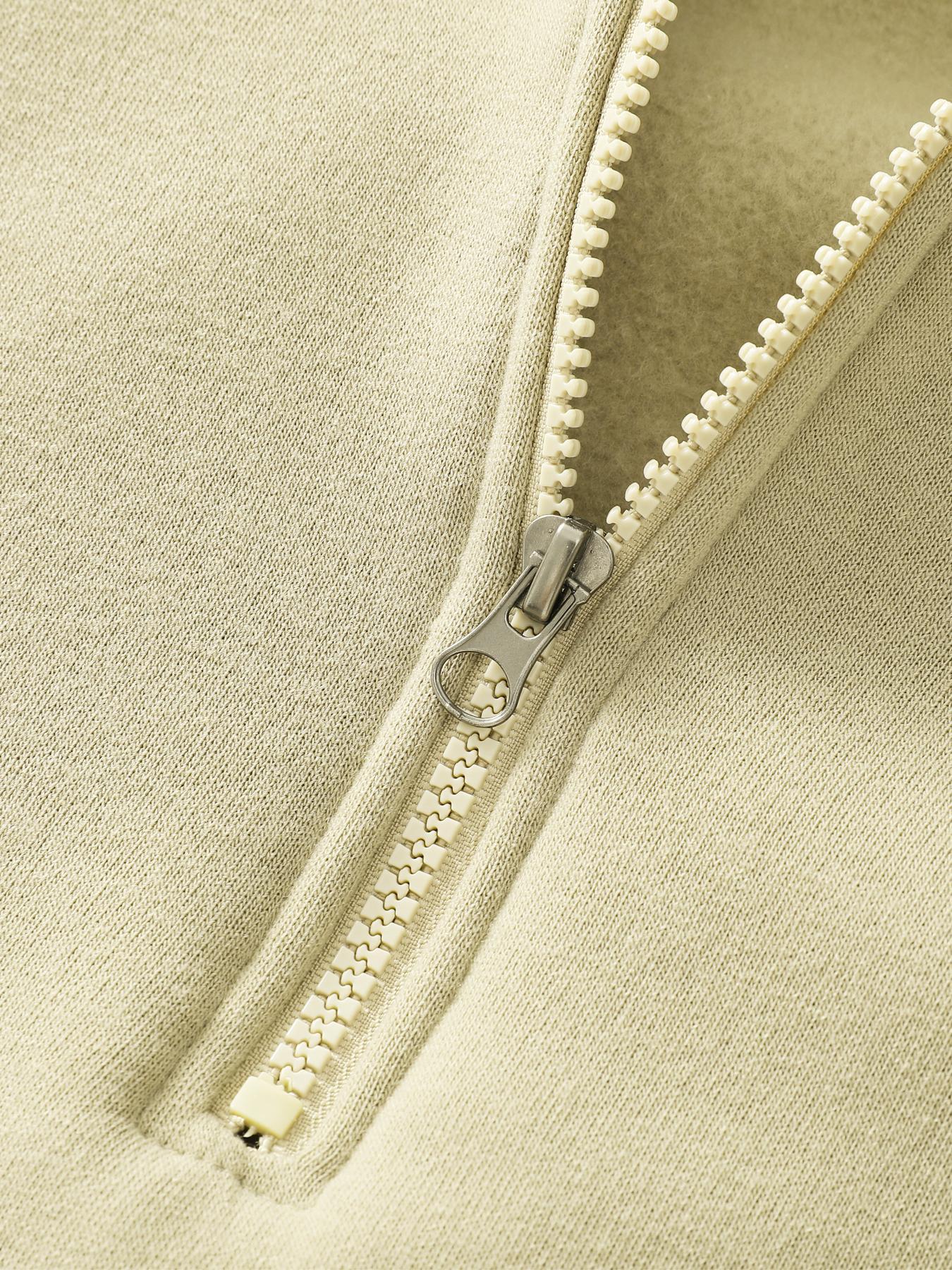 Men's Solid Half Zip Thermal Lined Hoodie, Casual Regular Fit Long Sleeve Hooded Sweatshirt for Fall & Winter, Men's Clothes for Daily Wear