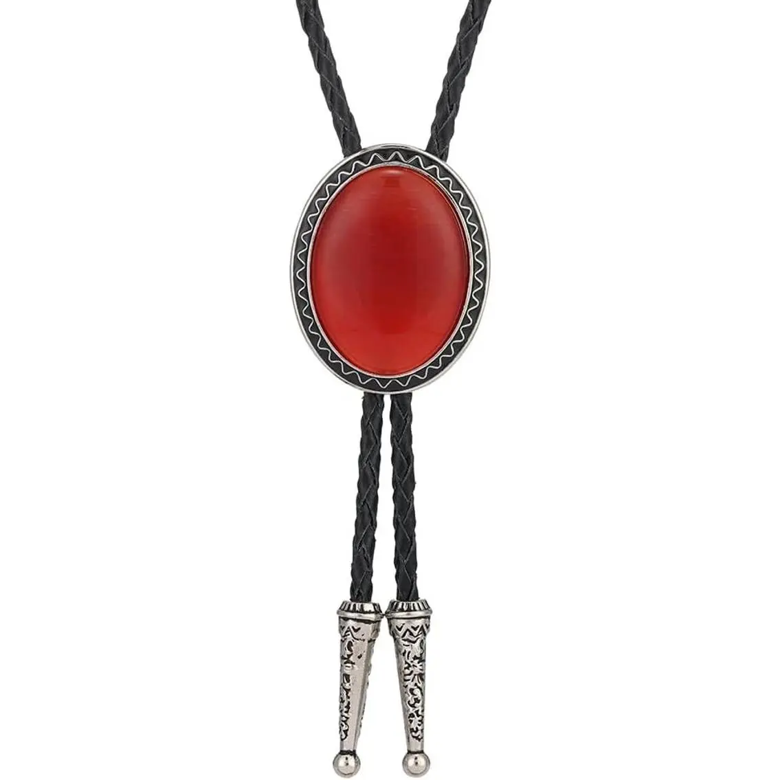 Bolo Tie for Men Women Cowboy Turquoise Celtic Natural Tiger Eye Stone Longhorn Bull Western Leather Bolo Necktie(Gift)