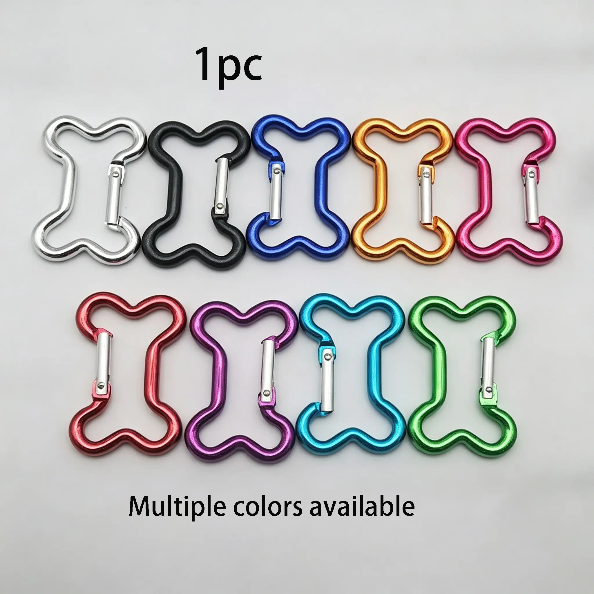 Aluminum Bone Shape Spring Hook Carabiner, Keychain Clip for Hiking, Camping, Fishing, Pet Leash, Indoor/outdoor Gear, Lightweight, Multicolor