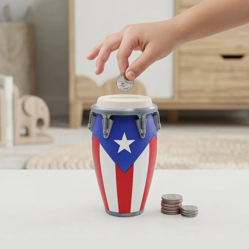 1pc 3D Printed Conga Drum Coin Piggy Bank, Cartoon Savings Jar, Reusable, Fun Decor for Home, Office & Dorm
