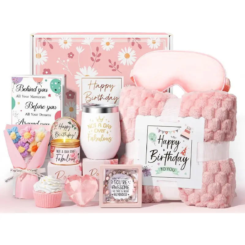 Luxury Rose Self Care Spa Gift Basket for Women, Relaxing Birthday Gift Box with Soft Blanket, Premium Spa Present for Mom, Wife, Sister, Friend, Girlfriend, Coworker & Friendship Gifts