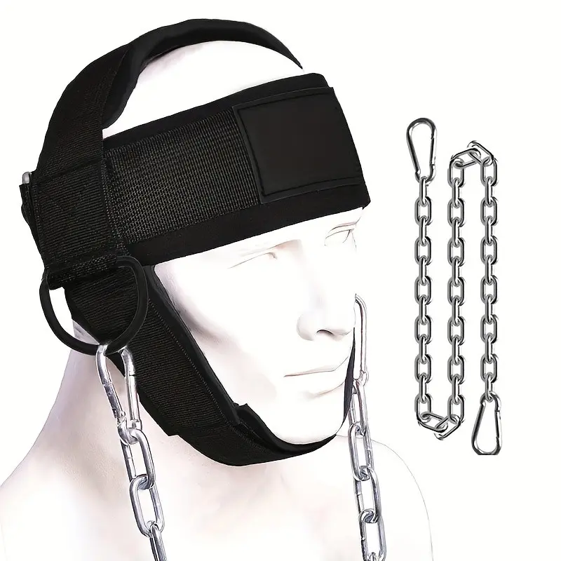 Adjustable Neck Trainer with Chain Resistance, Strengthen Head and Neck Muscles, Home Gym Fitness Equipment, Strength Training Gear