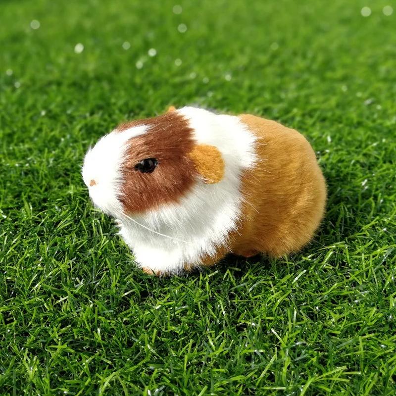 Adorable Simulation Fur Guinea Pig Plush Stuffed Doll Hamster Toy Soft Figurine for Kids Birthday Gift 12x6.5x6 cm Realistic Decorative Ornament