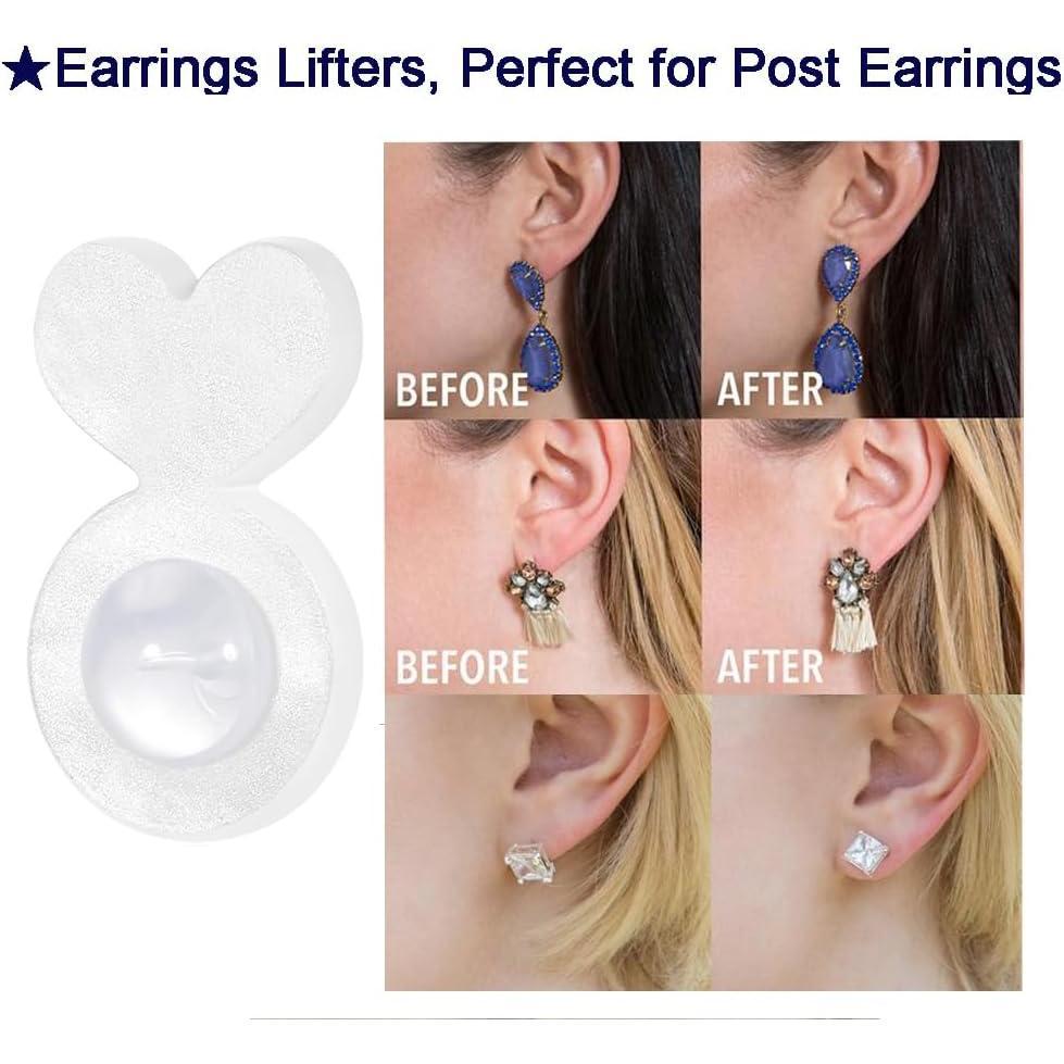 Secure Rubber Earring Backs for Droopy Ears, Earring Lifters Heavy Earring Support Backs,  Plastic Earring Backs Replacements