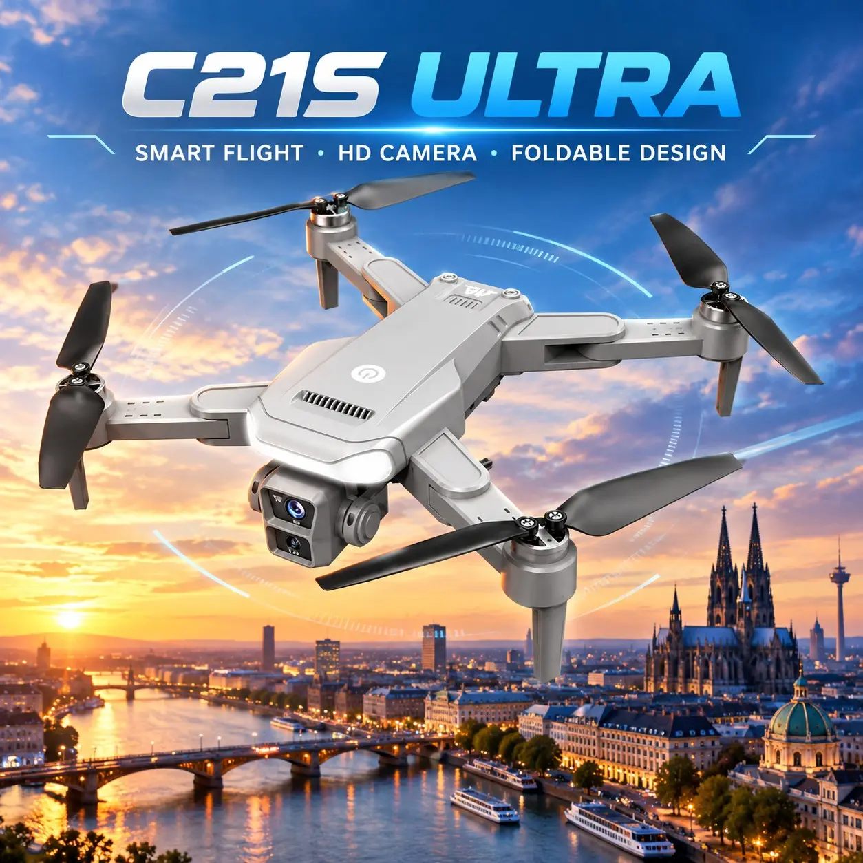 2026 New C21s Ultra Aerial Drone with Camera, 4K Uhd Eis Shooting, GPS Navigation, 5g WiFi Fpv, Brushless Motors, Obstacle Avoidance, Dual Batteries