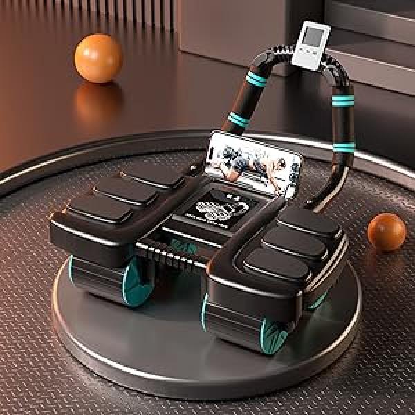 4-Wheel Beginner-Friendly Ab Roller – Smooth Noise-Free Automatic Rebound, Extra Thick Elbow Support & Knee Pad Included – Heavy-Duty Home Gym Core/Full-Body Workout Equipment (Black) 4-Wheel Beginner-Friendly Ab Roller – Smooth Noise-Free Automatic Rebound, Extra Thick Elbow Support & Knee Pad Included – Heavy-Duty Home Gym Core/Full-Body Workout Equipment (Black)