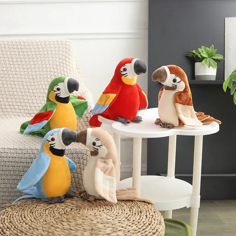 Interactive Talking Flapping-Wing Parrot Plush Doll, Soft Fabric Home Decor Ornament, Children’s Interactive Play Gift, Talking Wings