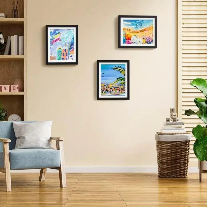 Art Frame with Detachable Paper, Kids' Art Display Box, Multi-Color Open Album Frame, Photo Frame, Picture Frames for Wall, Wall-Mounted, Perfect for Art Shows