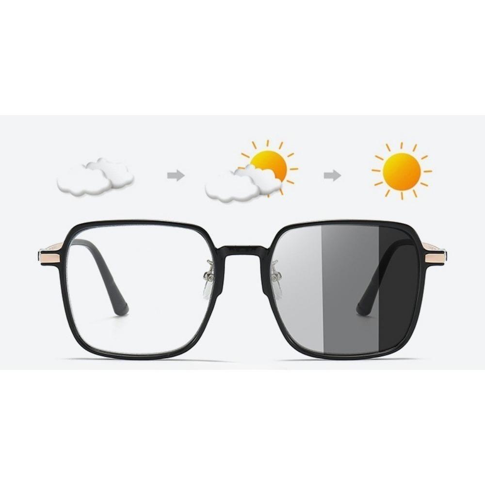 Photochromic Anti Radiation Eyeglasses, Lightweight Metal Frame Glasses for Men Women, Fashion Eye Protection for Daily & Outdoor