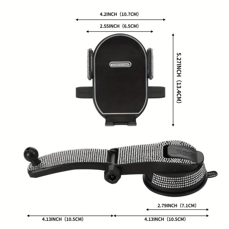 2025 New Car Phone Holder, Upgraded with Rhinestone Inlay Craftsmanship, Adjustable Horizontal and Vertical Phone Holder for Car Dashboard, Does Not Block View, Compatible with All Phones, Ideal Gift Choice Adjustable Folding Magnetic Phone Holder