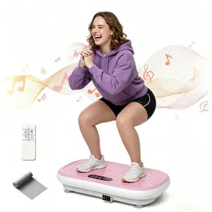 Auto-Sensing Vibration Plate for Full Body Home Workout, 440 lb Capacity Exercise Machine with Bluetooth Speaker, Resistance Bands & Non-Slip Silicone Pedal, Vibration Plates