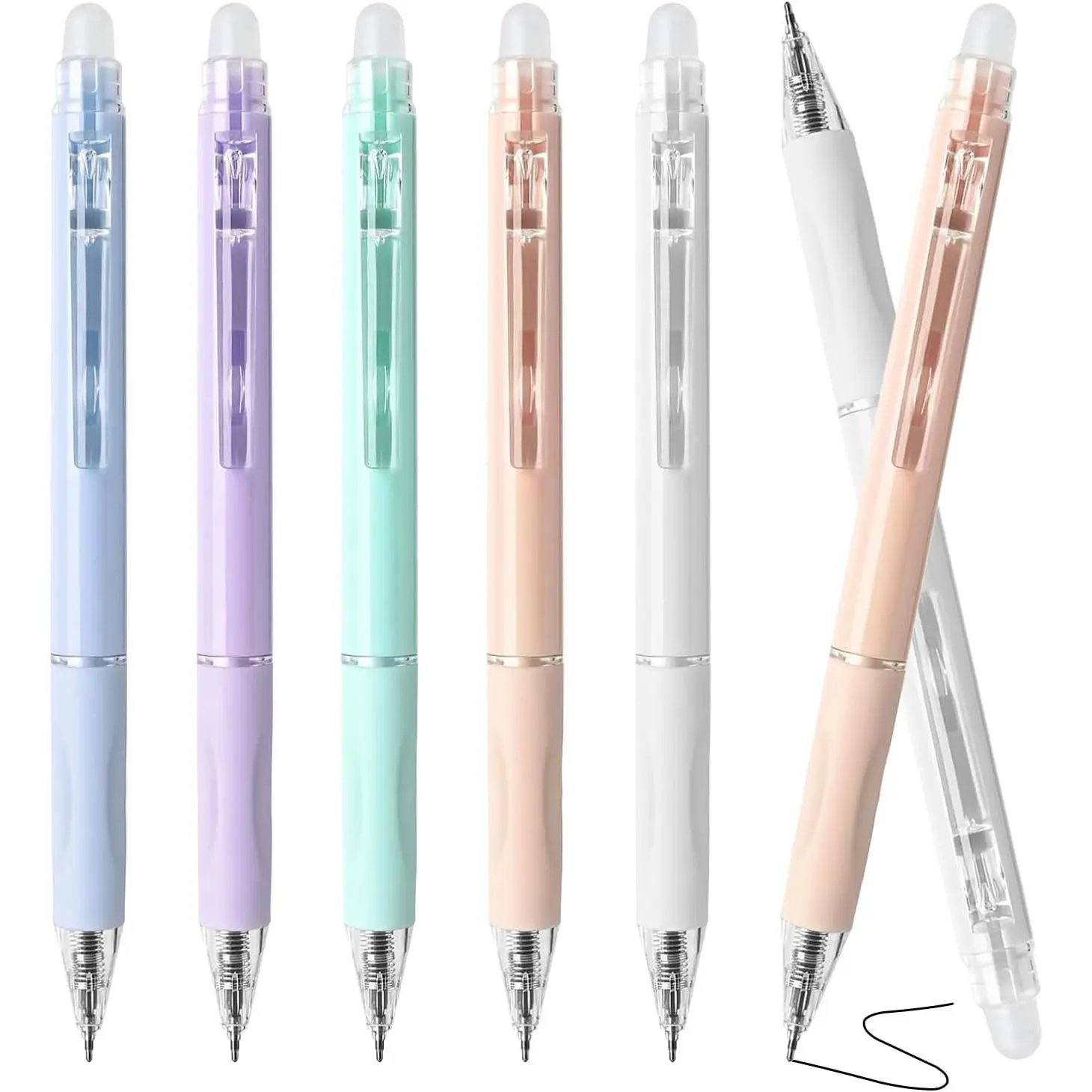 5 count Erasable Gel Pens Black Ink, 0.5mm Retractable Quick Dry Fine Point Pens, Smooth Writing Pens for Office (Black Ink)