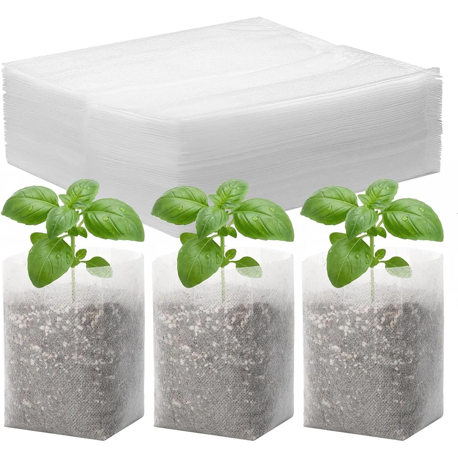 100 count   Bags, 5.9x6.3 inches Non-Woven Fabric Flower Tree Seed Starters, Garden  Seedling Grow Pouch Pots for Seed Starting Growing