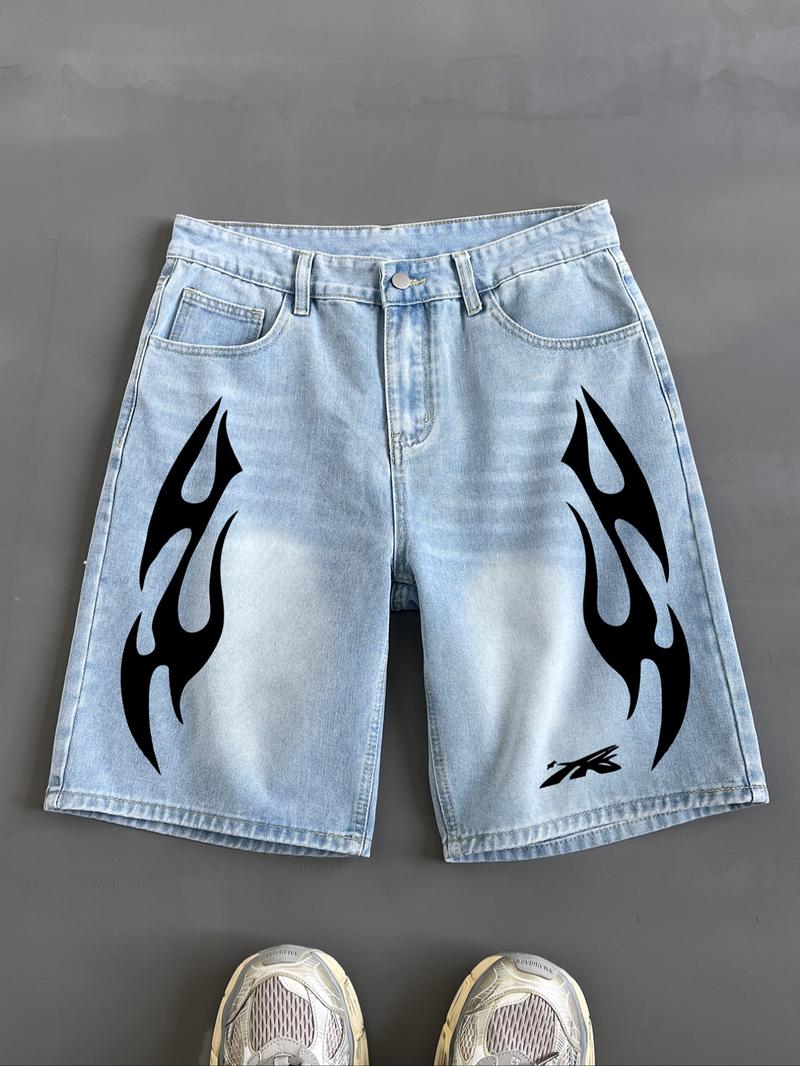 Men's Denim Shorts, Casual Comfy Loose Fit Jeans Shorts for Summer, Fashion Men's Bottoms for Daily Wear, Cotton