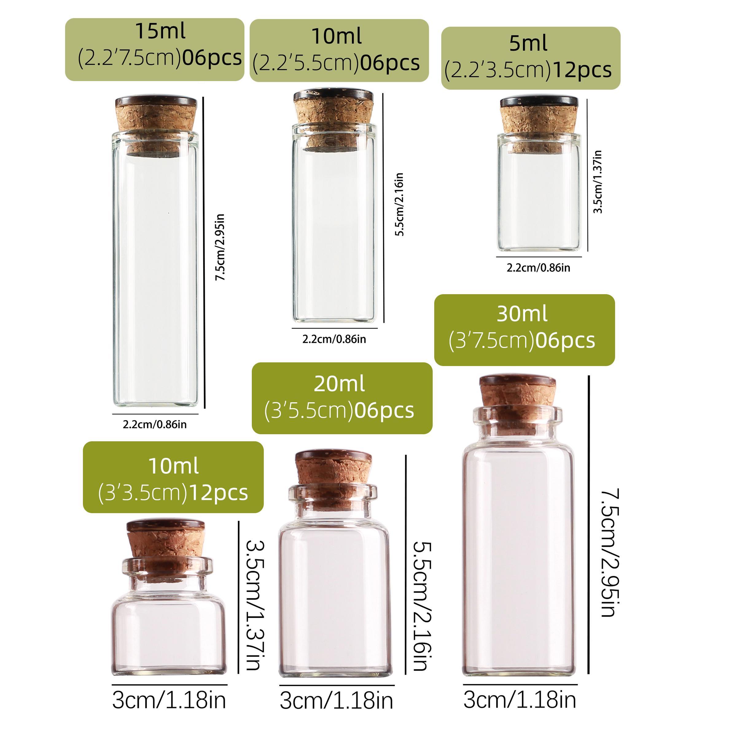 Mini Glass Jar with Cork Stopper, 12pcs/6 Counts Clear Glass Bottle, Reusable Glass Bottles, Portable Storage Jar for Crafts, Projects, Decoration, Party Favors, Glass Spice Jars