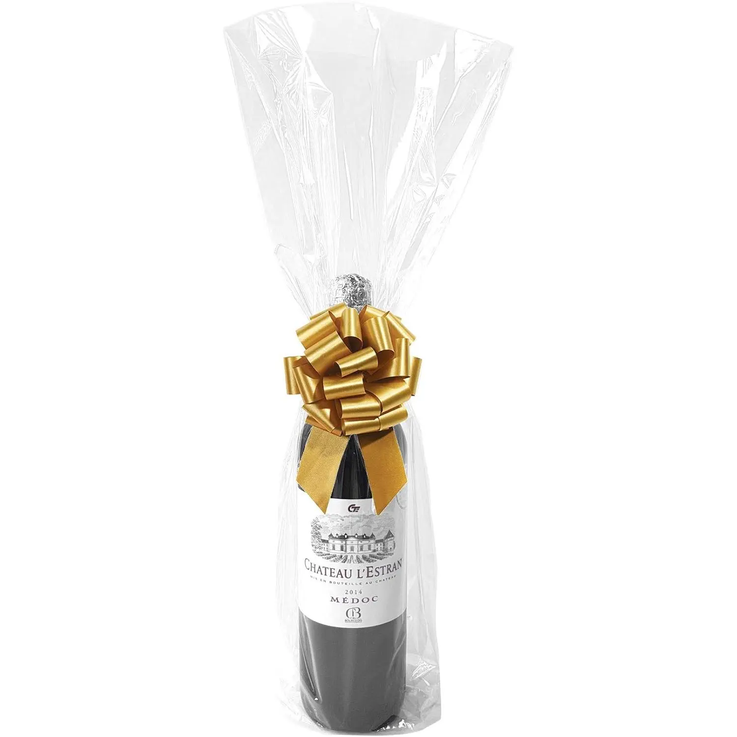 9x20 Clear Cellophane Bags for  Bottles & Tall Gifts, 10 Bags | Flat, No Gusset, No Ribbon Included, Thick,  Safe, , Baked Goods, /Bridal Showers, Christmas, Easter