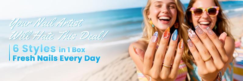 144 Pcs Press On Nails (6 Packs) | Nude Pink Bow & Floral French Designs | Almond & Coffin Shapes | 3D Flower, Ribbon Bow & Soft Glitter Styles | Reusable Stick On Nails with Jelly Glue | 12 Sizes