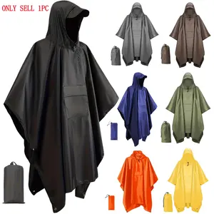Raincoat with Hood, 1 Count Portable Waterproof Hooded Raincoat with Pocket, Outdoor Raincoat for Camping & Hiking, Travel & Emergency, Rainproof Outerwear, Lightweight Rain Coat
