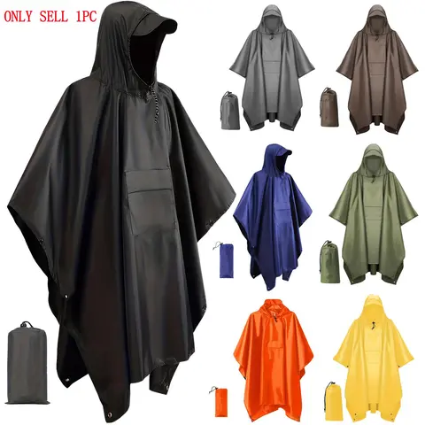 Raincoat with Hood, 1 Count Portable Raincoat with Pocket, Outdoor Raincoat for Camping & Hiking, Travel & Emergency, Lightweight Rain Coat