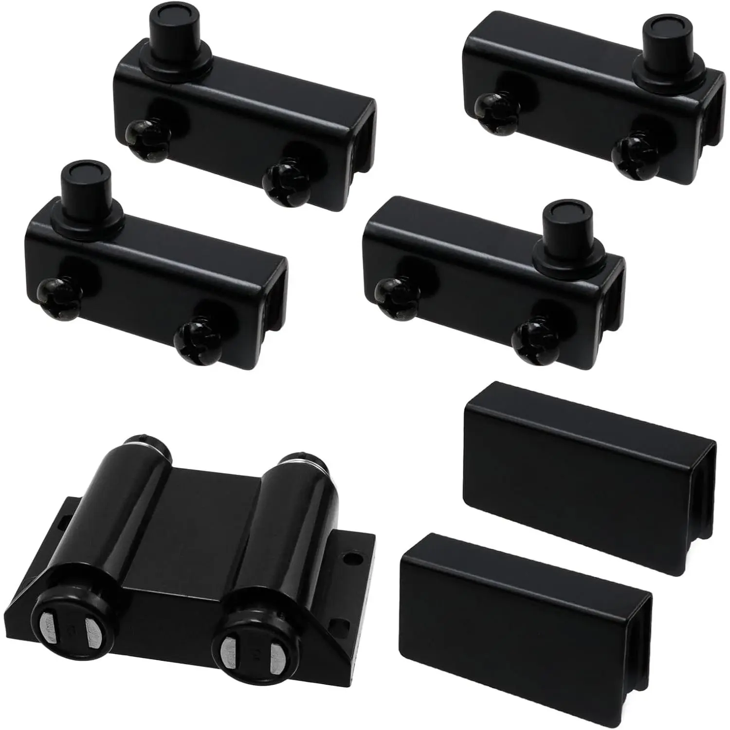 Pivot Hinge+Double   Catch+Clamp for 5-6mm Glass Door | ABS   Closing Catch Latch,Adjustable Stainless Steel Glass Door Clamps, for Glass Cabinet & Display Door
