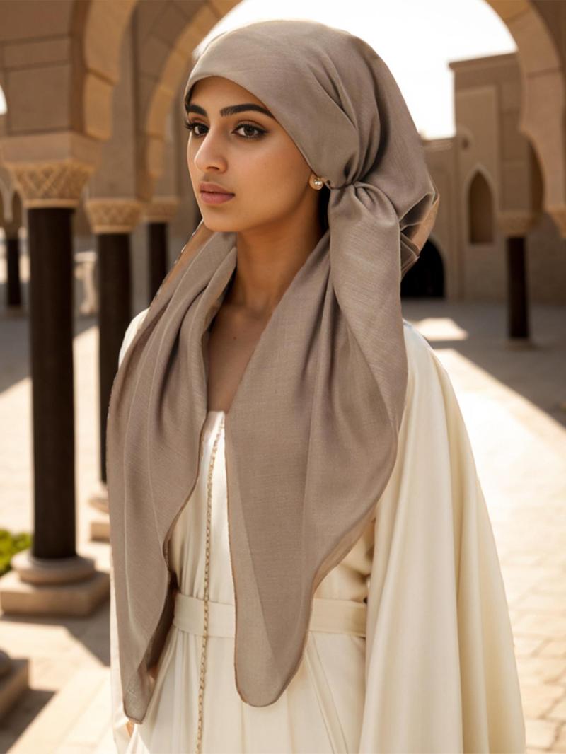 Women's Solid Color Instant Hijab, Elegant Minimalist Breathable Comfortable Hijab, Fashionable Soft Muslim Modesty Hijab for Women & Girls