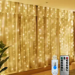 Fairy Curtain Lights, USB-Powered Curtain Light String, 8-mode Curtain String Lights, Indoor Decorative Curtain String Lights, Suitable for Bedroom Decoration, Birthday Parties, Weddings, Halloween, and Easter Decorations.