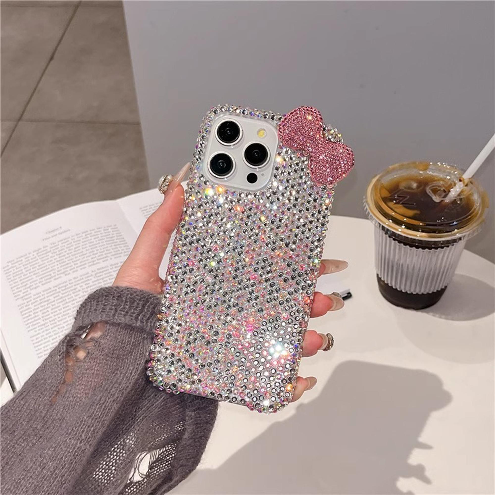 Bow Decor Phone Case, Smartphone, 1 Count Rhinestone Decor Phone Protective Cover, Phone Accessories Compatible with iPhone, Casing, Aesthetic