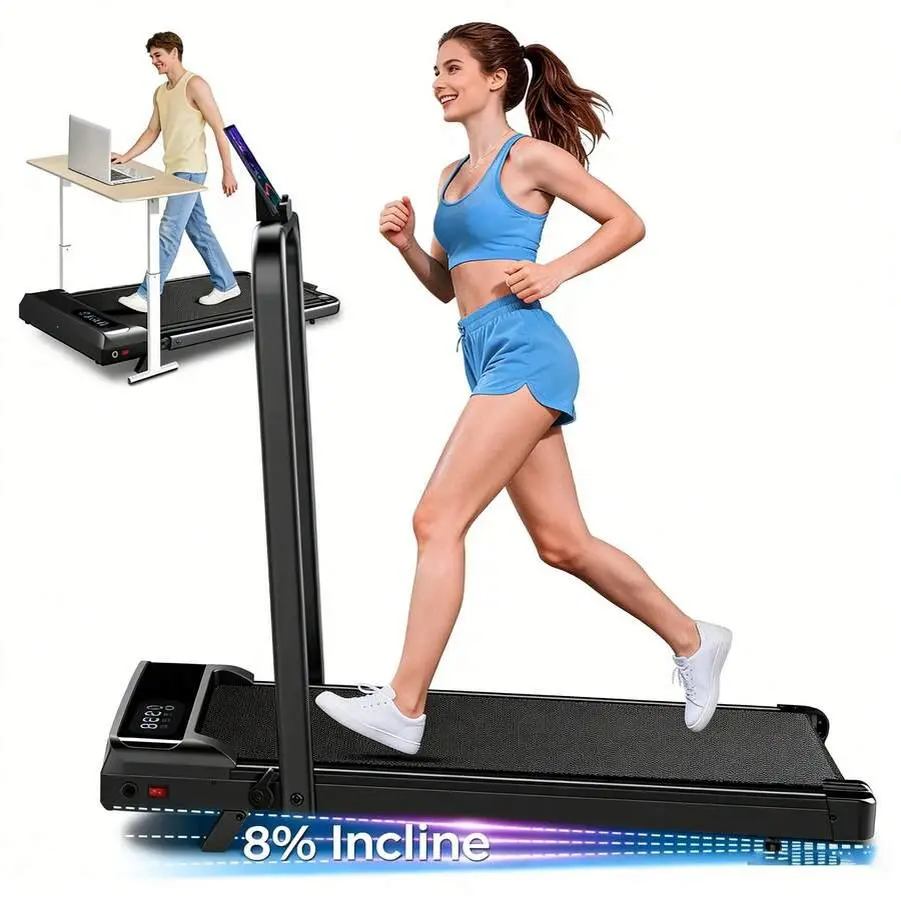 Walking Pad Treadmill For Home Small, 3-In-1 Walking Pad With Handle Bar, 8% Incline Under Desk Treadmill With 350lbs Capacity