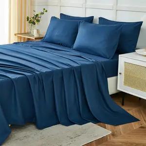 Navy Blue  Sheets Set 6 count,Hotel Luxury Super Soft 1800 Series Microfiber Bed Sheets  Set-Wrinkle Free & Breathable-14 Deep Pocket Sheets for  Size Bed(,Navy Blue)