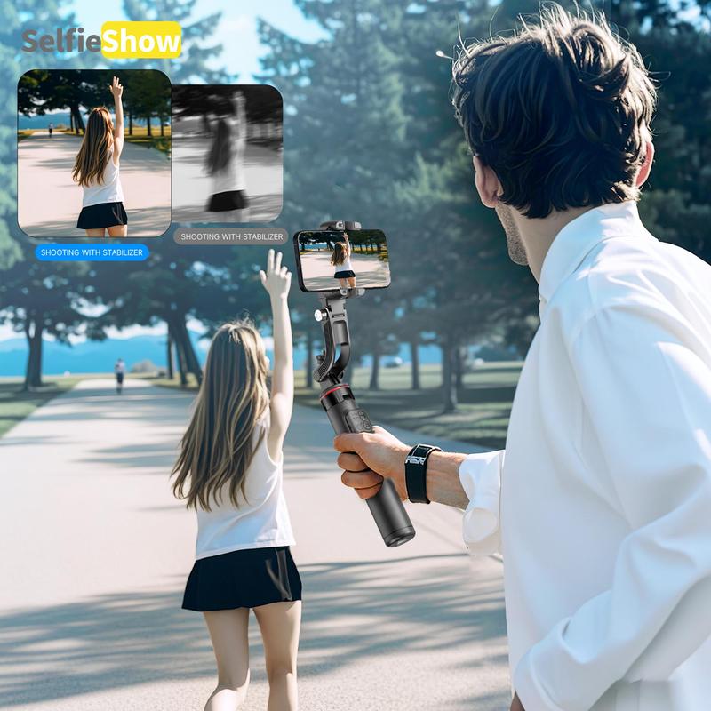 SELFIESHOW Multifunctional Stabilizer Tripod Selfie Stick, Face Tracking Selfie Stick with Remote Control, Camera Stand, Adjustable Selfie Accessories, Gimbal Stabilizer, Tripod Standing Photo, Black