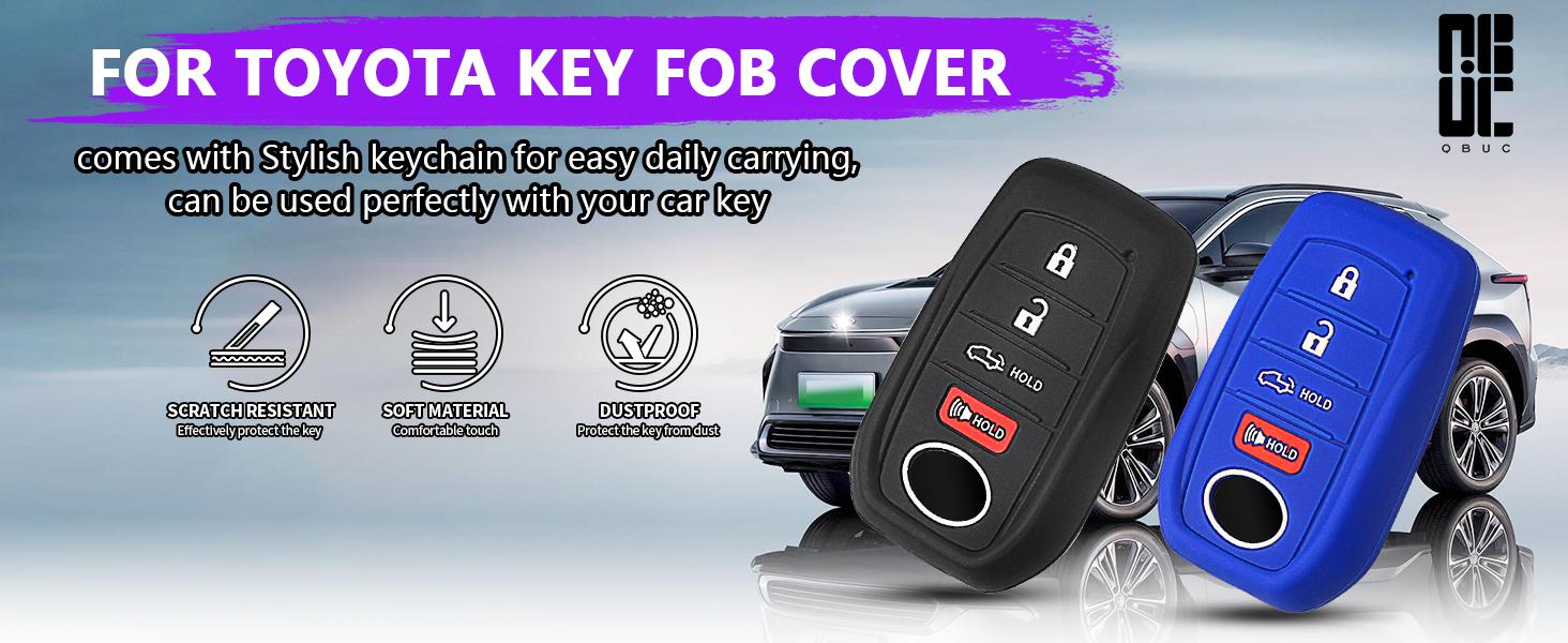 THE WELL KEPT 2pcs for Toyota Key Fob Cover Tacoma Prius Venza Corolla Crown Sequoia Tundra Grand Highlander RAV4 Prime,4 Buttons Remote for Toyota Key Protection Case Key Chain Car (Black Red)