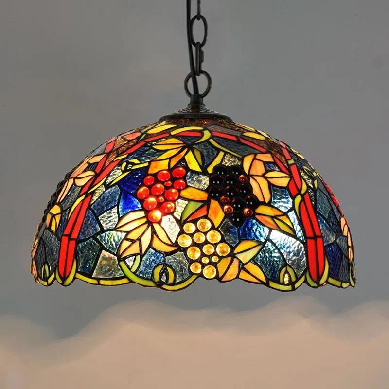 European-style vintage Tiffany colored glass bar restaurant chandelier creative country-style glass lantern