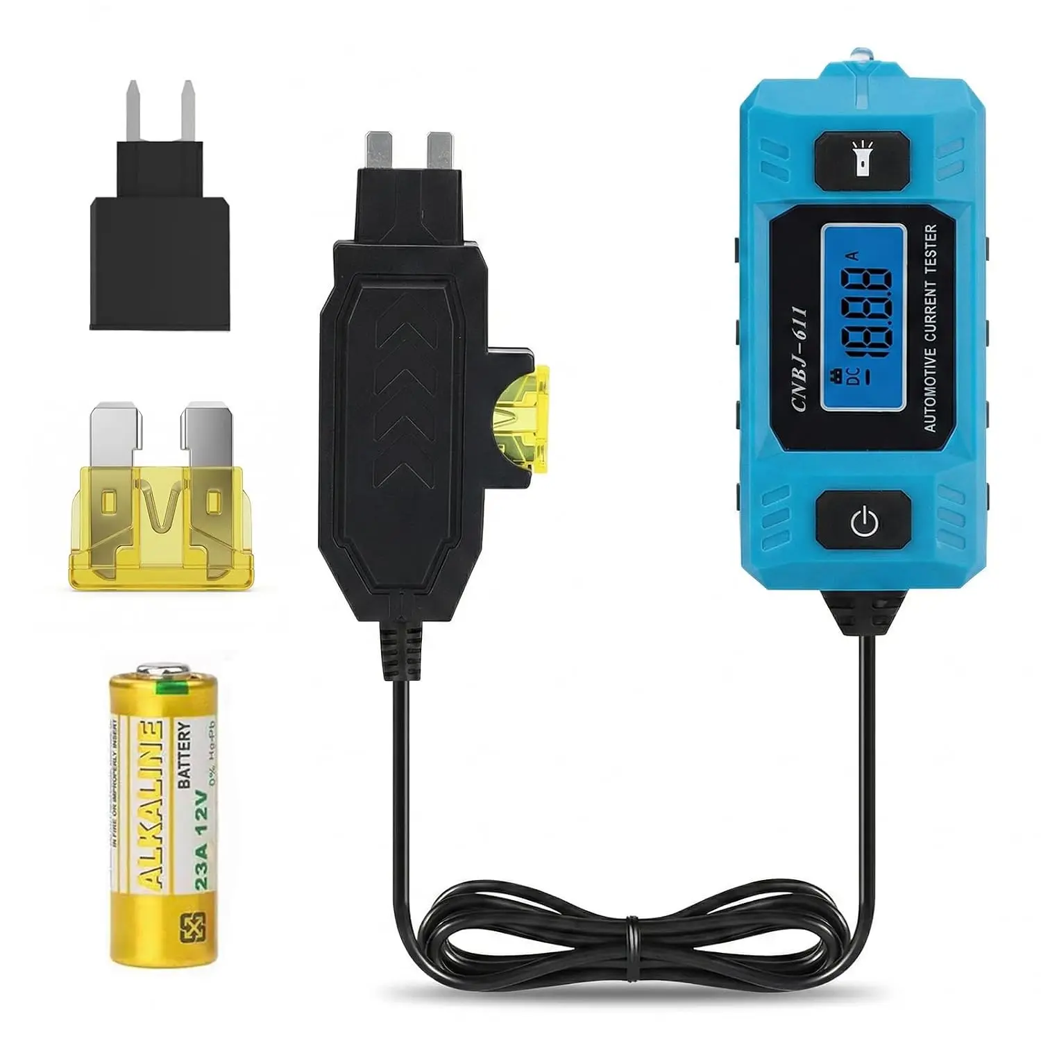 Automotive Circuit Fault Probe Tester, 20A 48V Parasitic Draw Tester for  Fuse Circuits, Inline Current  with Overcurrent Detection, Mini & Standard  Fuse Compatible