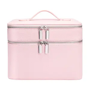 Double Layer Portable Professional Makeup Bag, Skincare Organizer, Eyelash Extension Dedicated PU Storage Box, Multi-Compartment Cosmetics Case