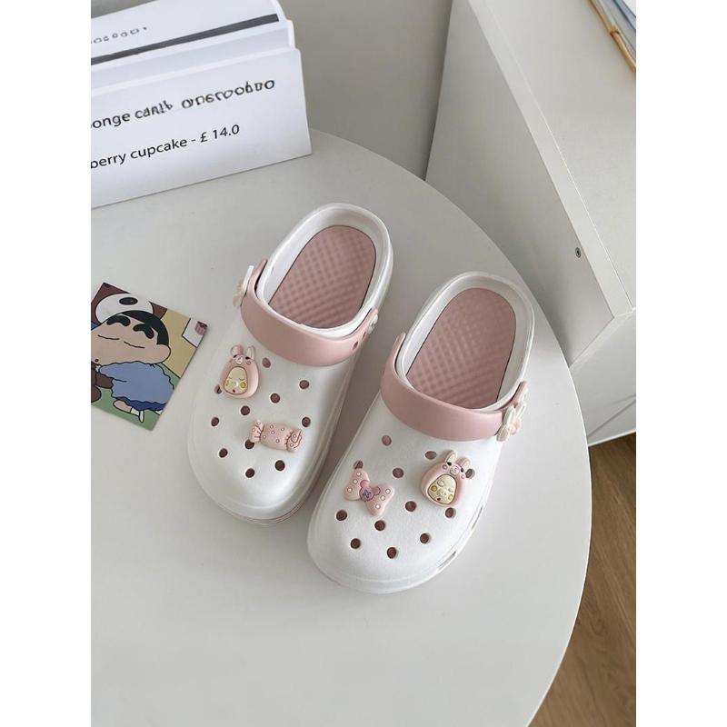 (New)Women's Cute Cartoon Charms Clogs, Casual Comfortable Breathable Platform Non-slip Clogs, Fashionable Shoes for Indoor & Outdoor Wear
