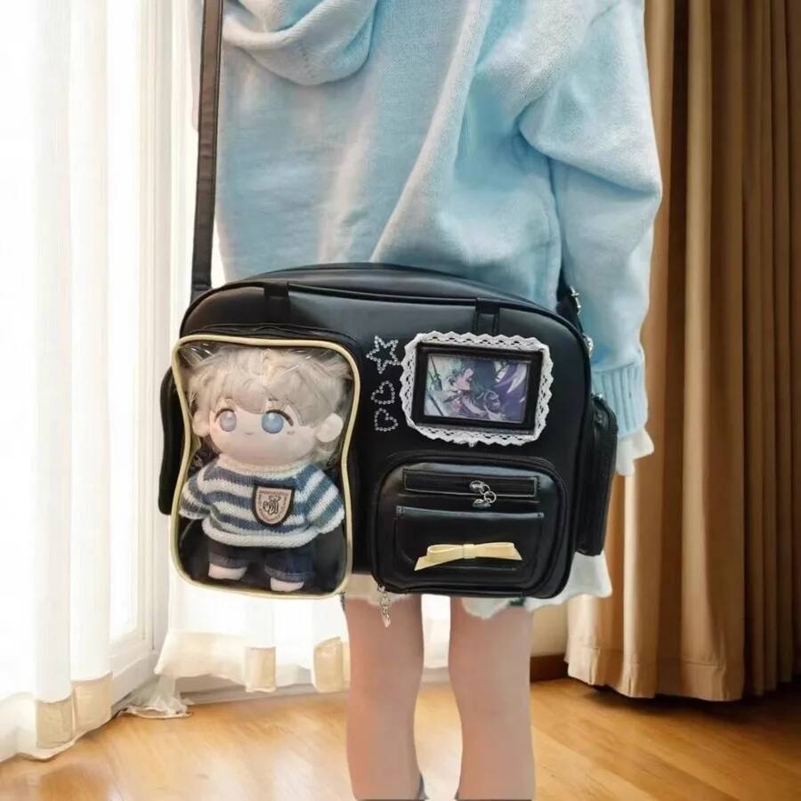 New Y2K Cute Itabag Comic Exhibition Large Capacity Backpack Sweet Girl Transparent Crossbody Bag DIY Badge Display Shoulder Bag