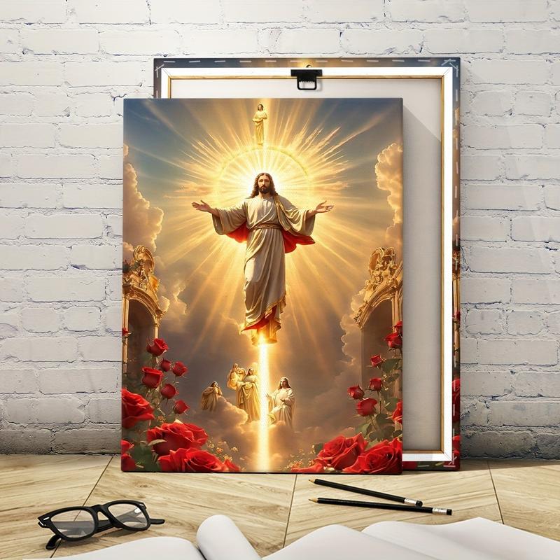 1pc Jesus Christ Canvas Wall Art,Religious Ink Print with Pine,Solid And Powerful Design, Indoor/Outdoor Portrait Orientation,Waterproof Canvas Artwork for Home,Office,Living Room,Bedroom,Adds Faith-Inspired Elegance to Any Space,Inspirational Wall Decor
